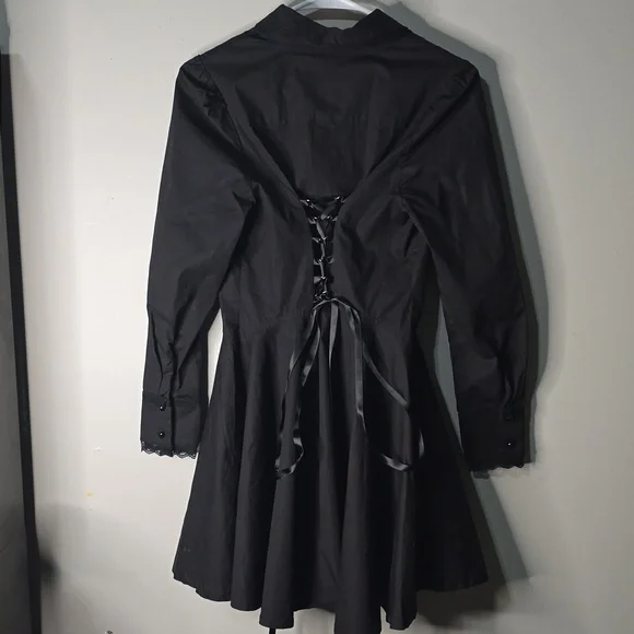 Killstar Gothic Button Down Dress With Lace Accents - Picture 9 of 9